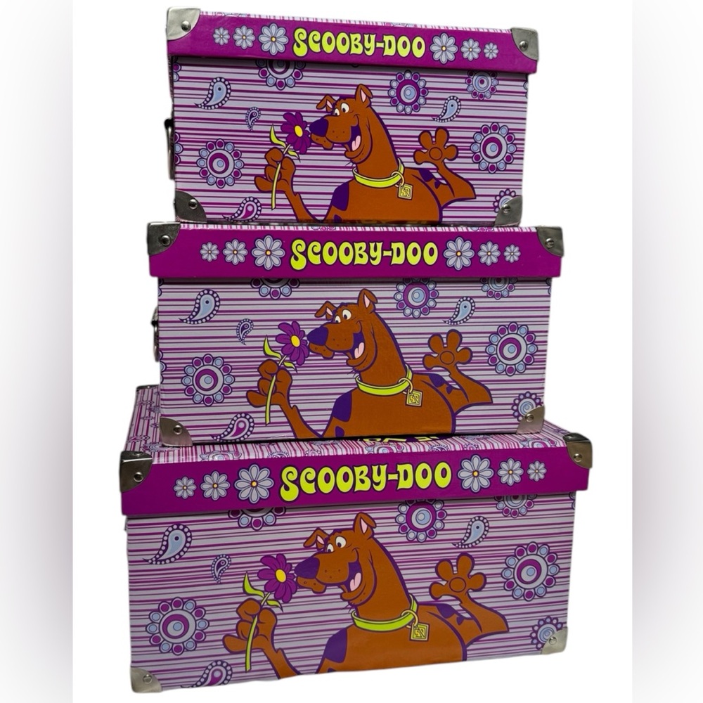 Tri-Coastal Design Set of 3 Scooby Doo Nesting Storage Boxes Reinforced Purple